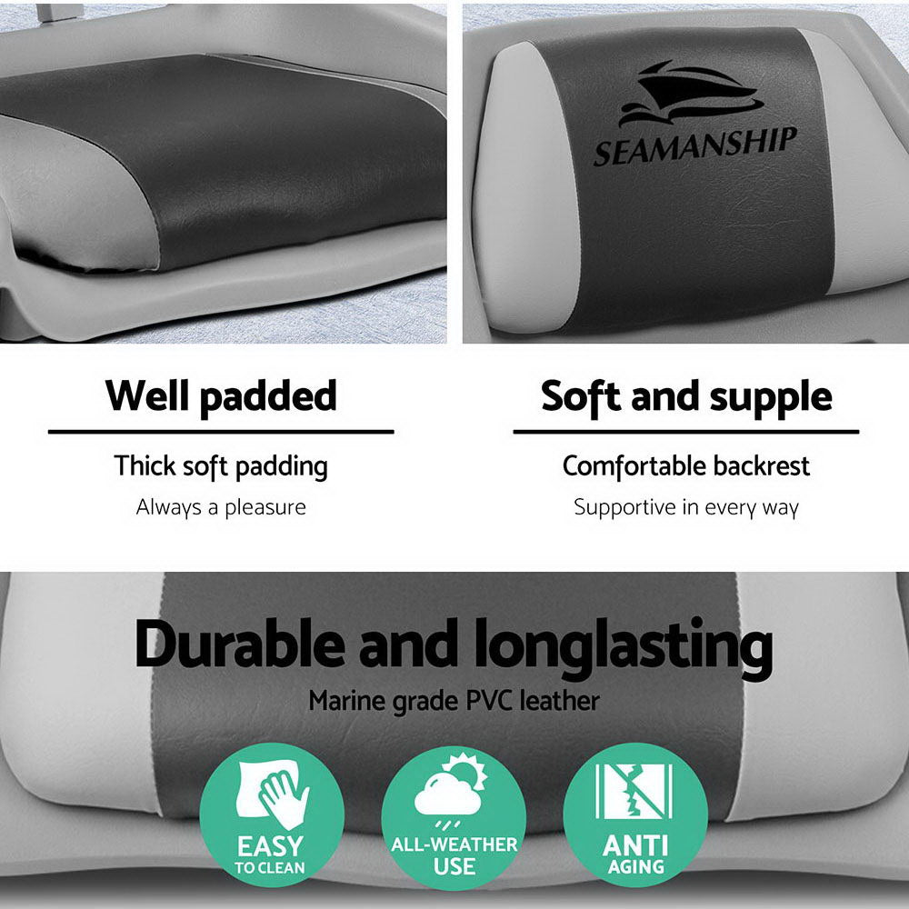 Seamanship Folding Boat Seats 2-Pack Swivel Low Back Grey Charcoal