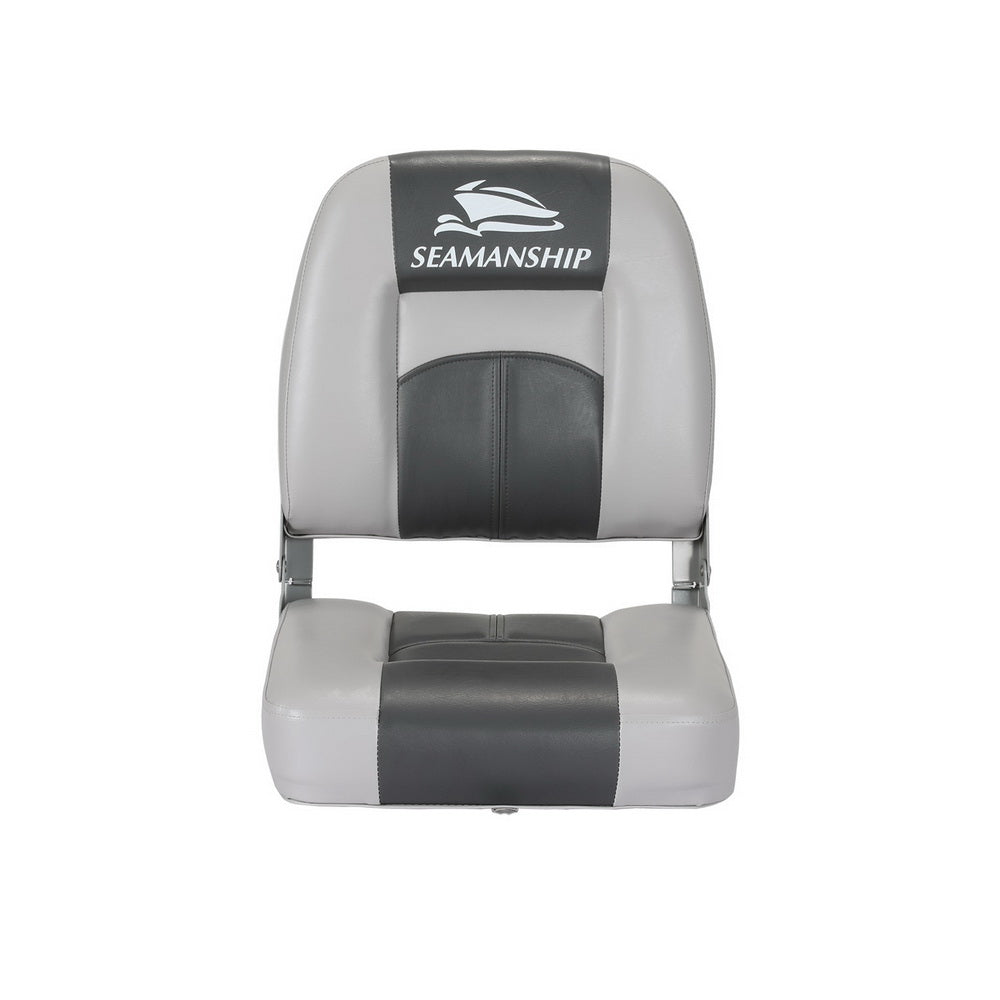 Seamanship Folding Boat Seats 2-Pack Swivel Low Back 10cm Padding Charcoal