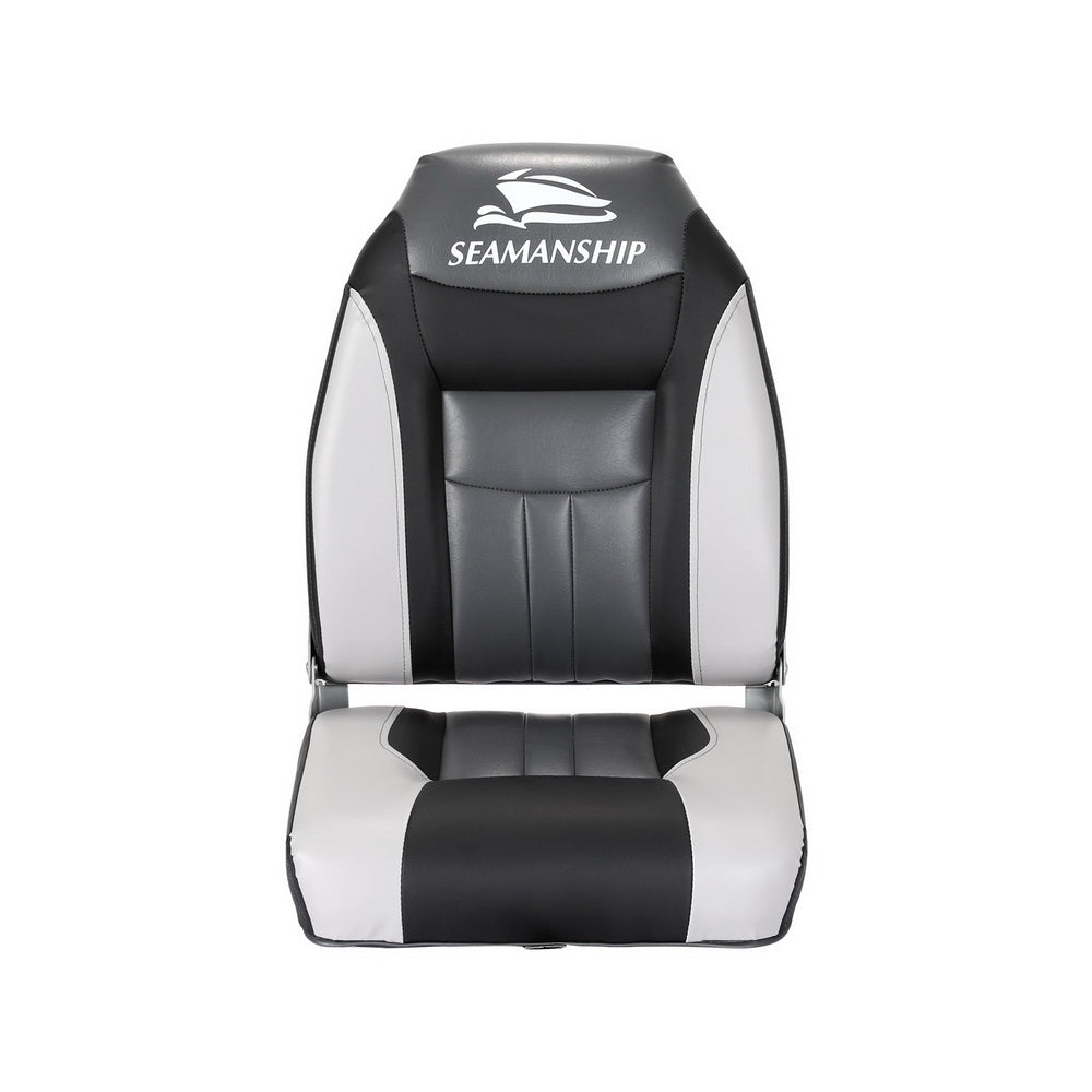 Seamanship Folding Boat Seats 2-Pack Swivel High Back Black/Grey