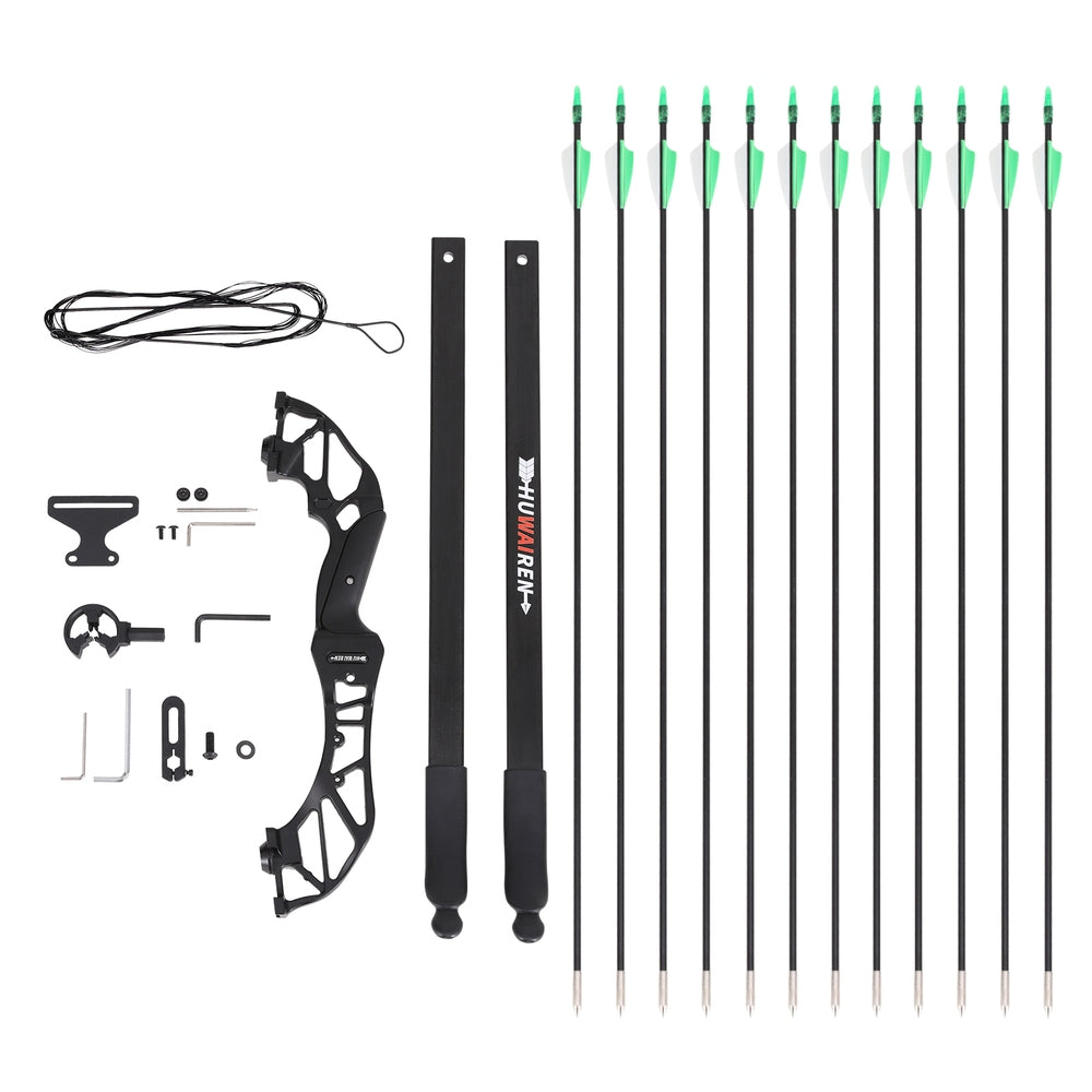 Everfit 55lbs Bow Arrow Set Recurve Takedown Archery Hunting for Beginner Green