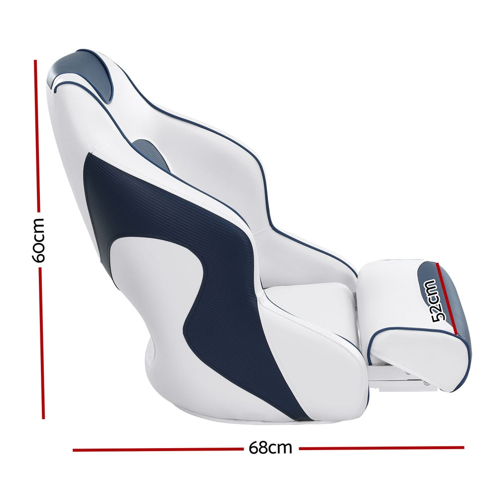 Seamanship Boat Seat Flip-Up Bolster Swivel Blue