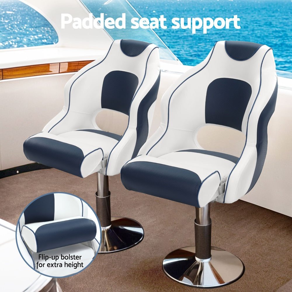 Seamanship Boat Seat Flip-Up Bolster Swivel Blue