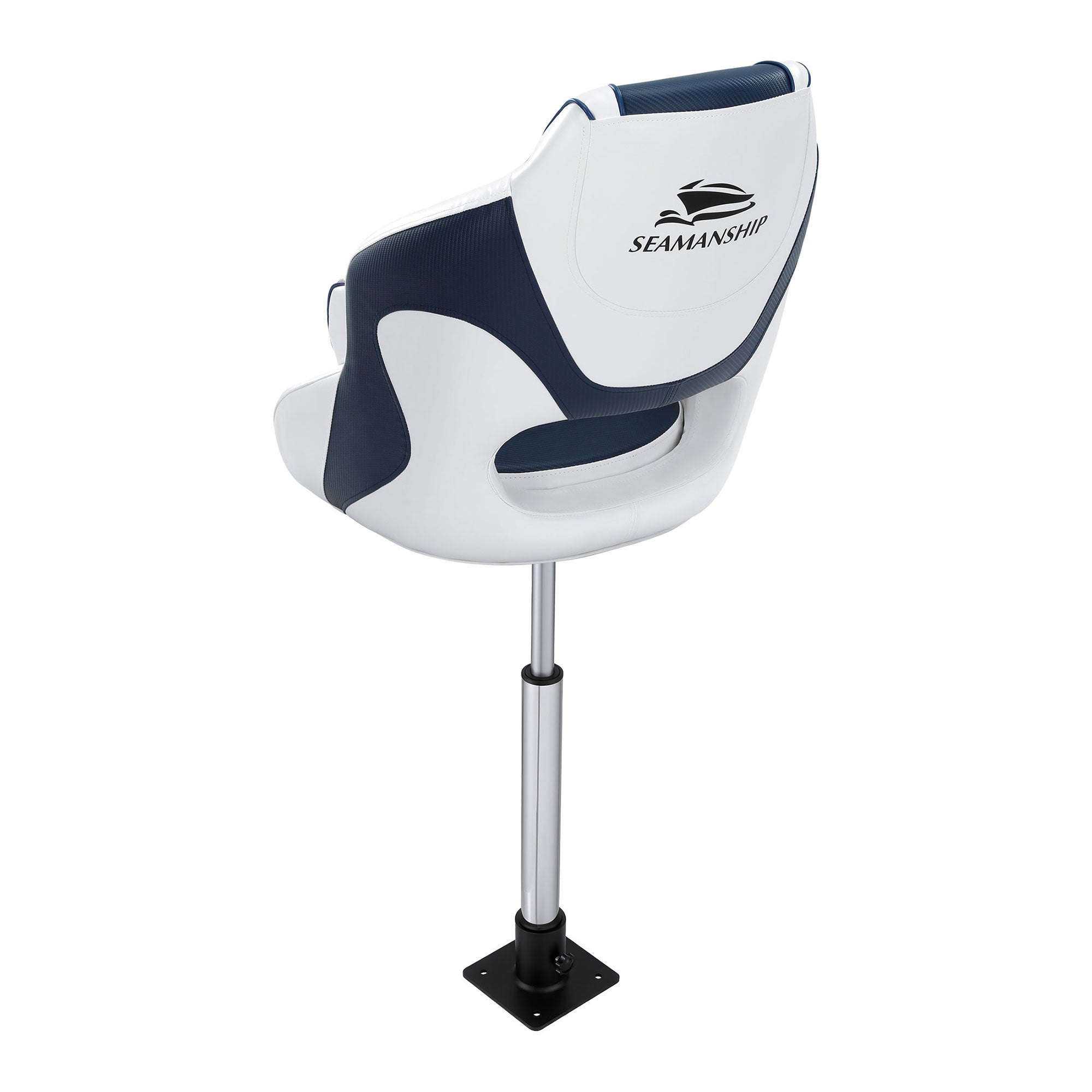 Seamanship Captain Bucket Boat Seats Flip Up Bolster Swivel 15cm Padding with Adjustable Pedestals 55–75cm Blue