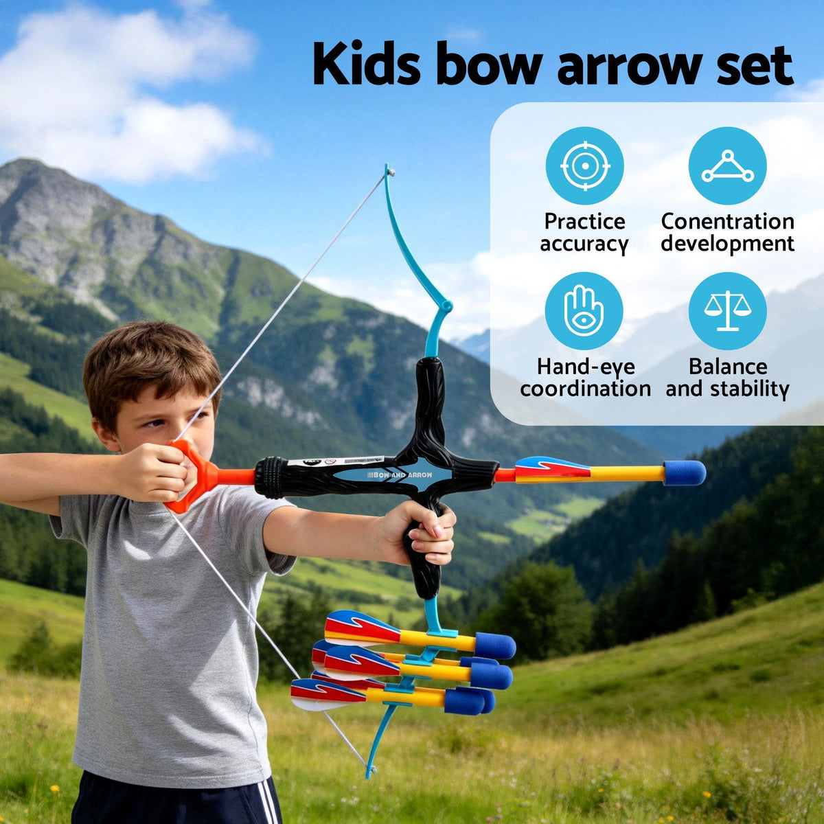 Keezi Kids Bow and Arrow Set with 6 Foam Arrows Outdoor Archery Toy