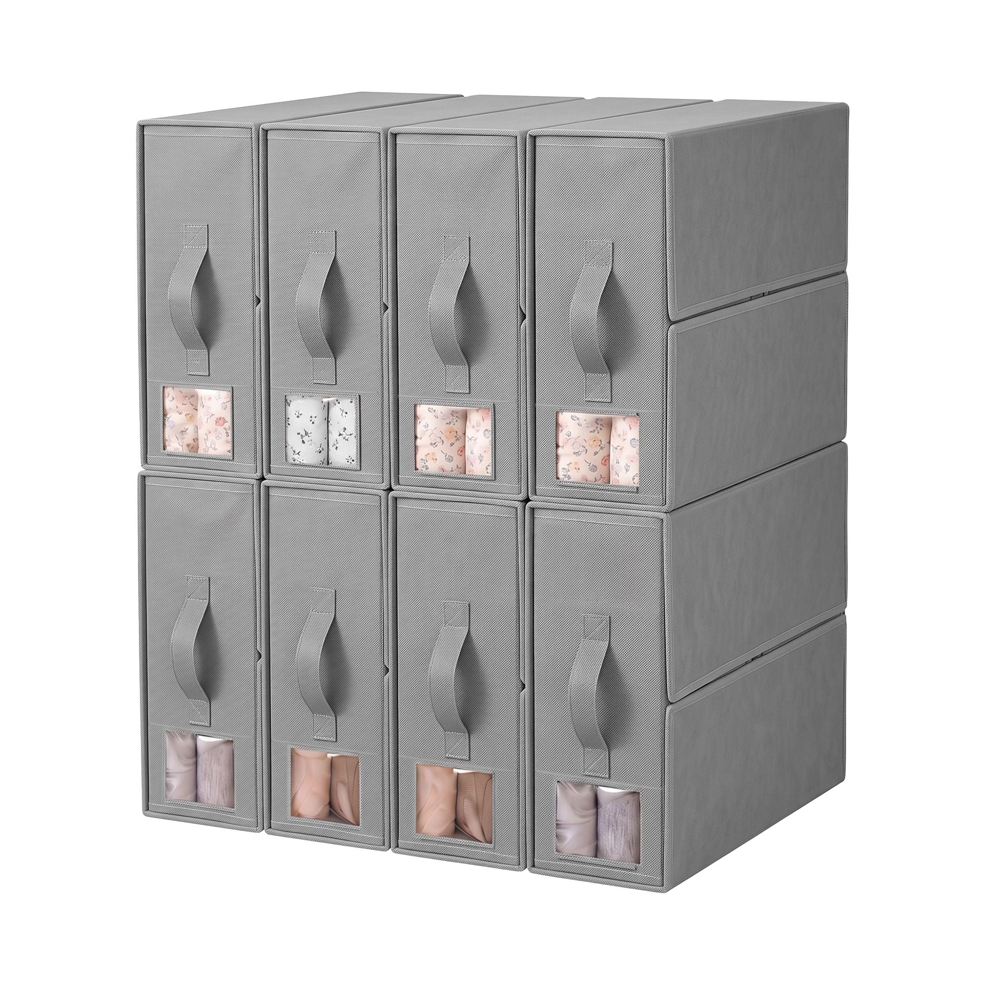 Artiss Bed Sheet Organisers Box Set 8Pcs Storage King Size Bedding Foldable Grey