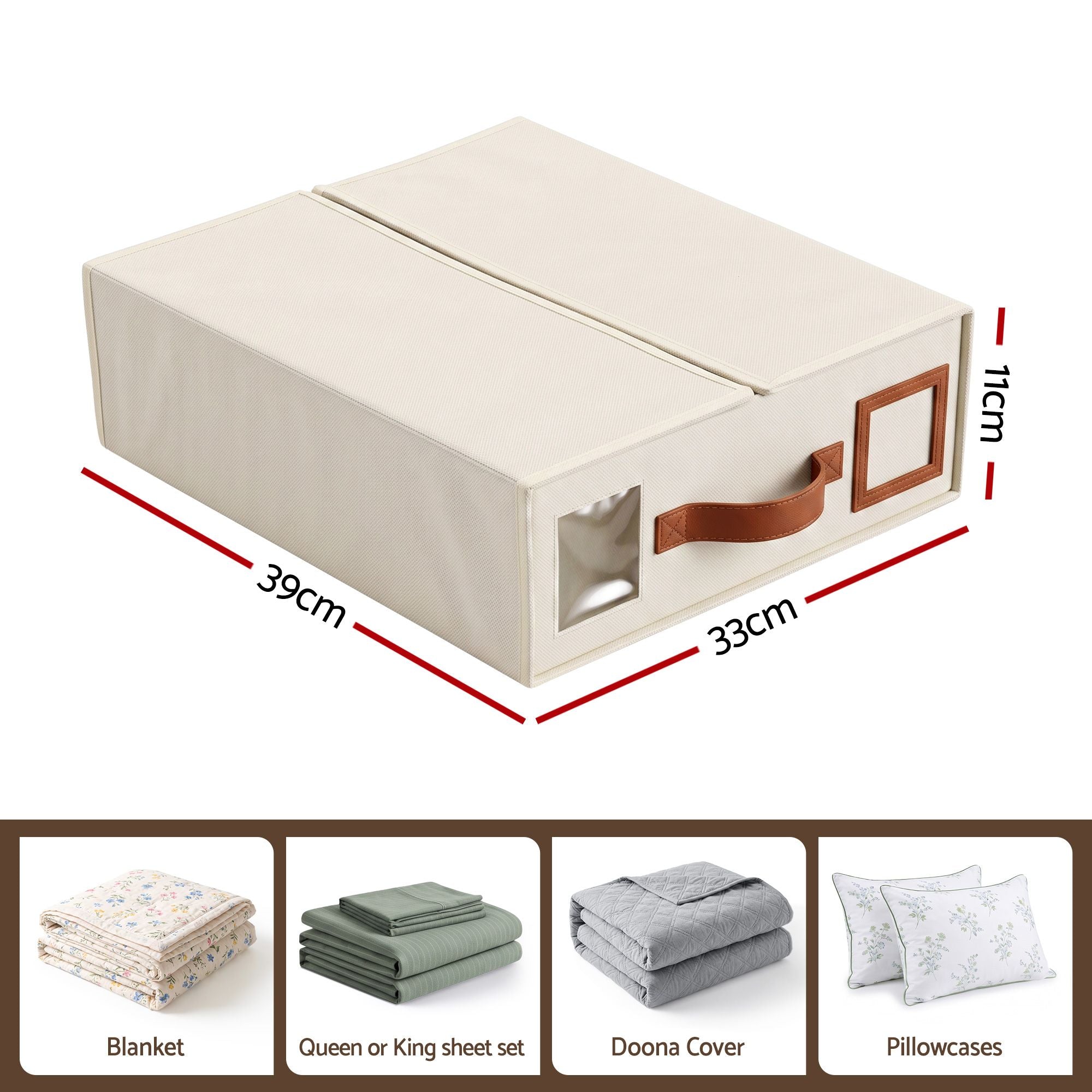 Artiss Bed Sheet Organisers Box 8Pcs Storage King Size Bedding Foldable Beige