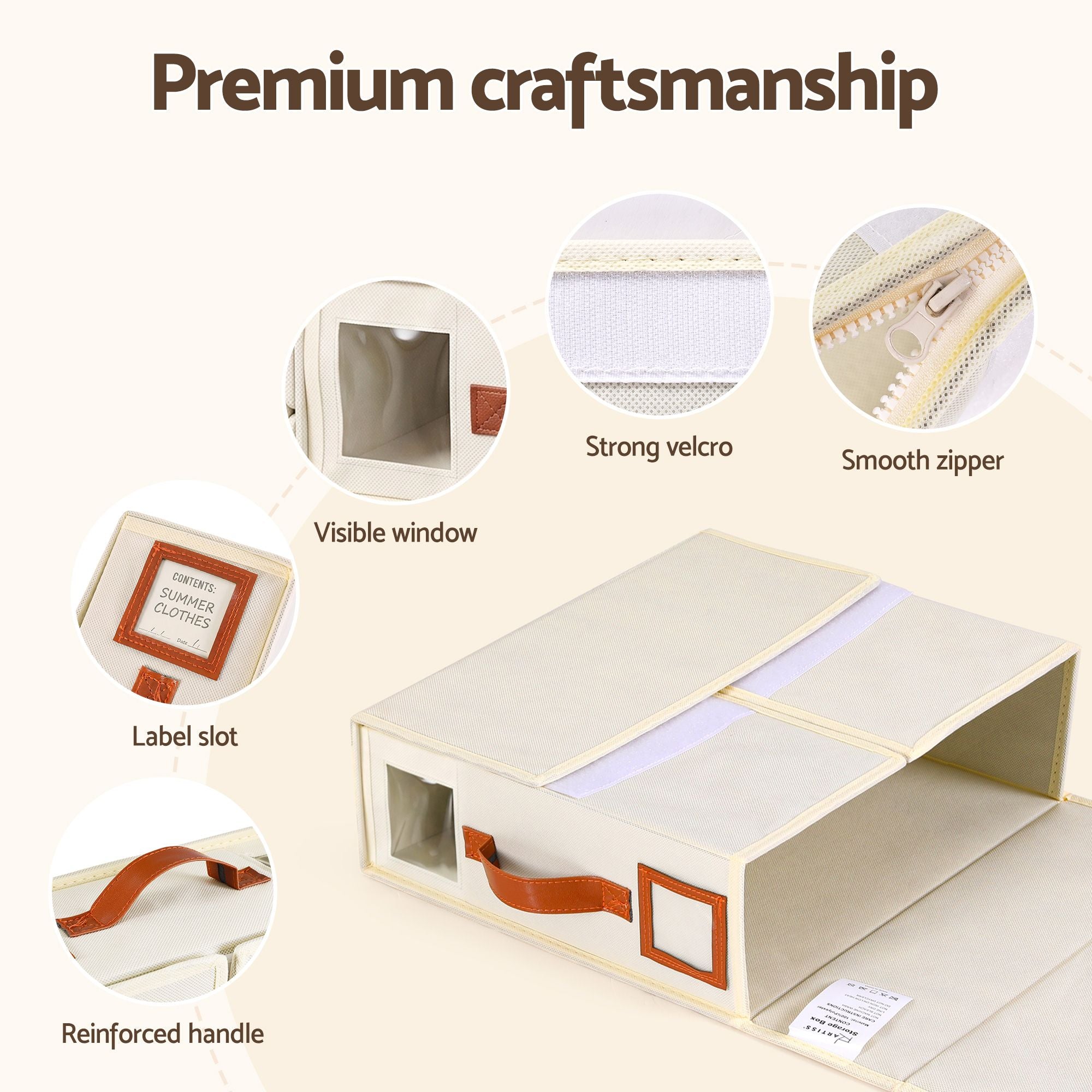 Artiss Bed Sheet Organisers Box 8Pcs Storage King Size Bedding Foldable Beige