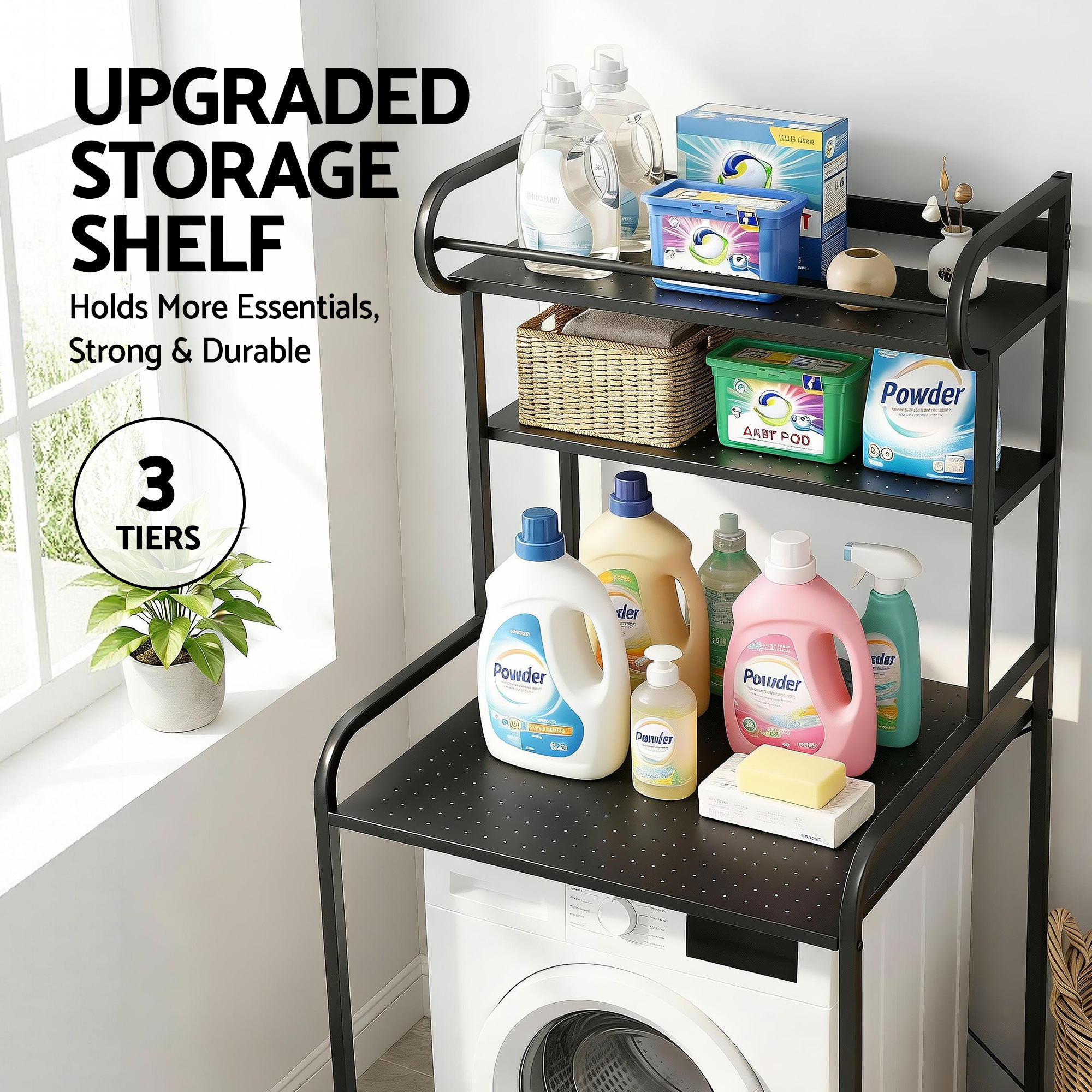 Artiss Bathroom Storage Shelf Over Washing Machine Toilet 3 Tier