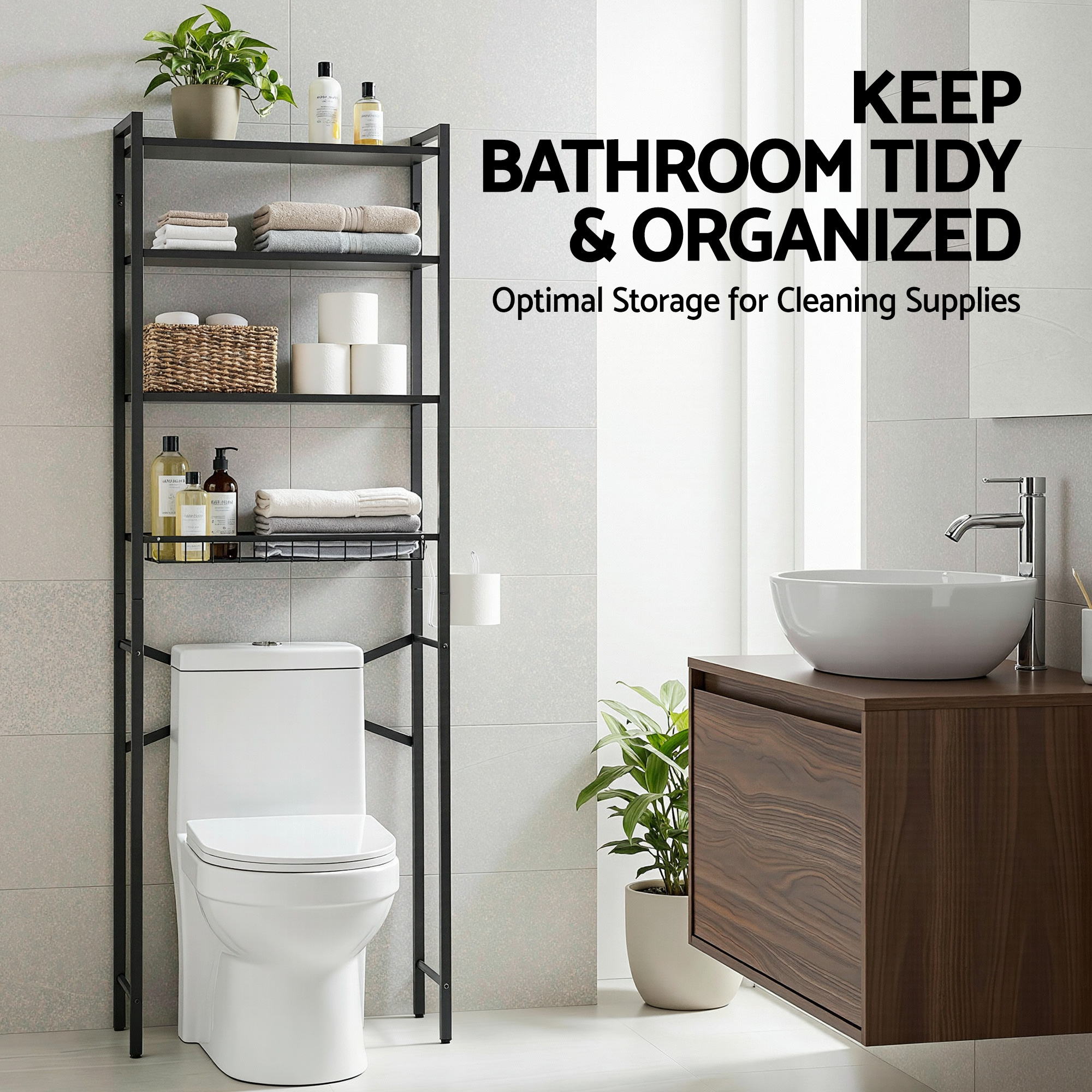 Artiss Over Toilet Bathroom Storage Rack Space Saving 4 Tier Organiser White