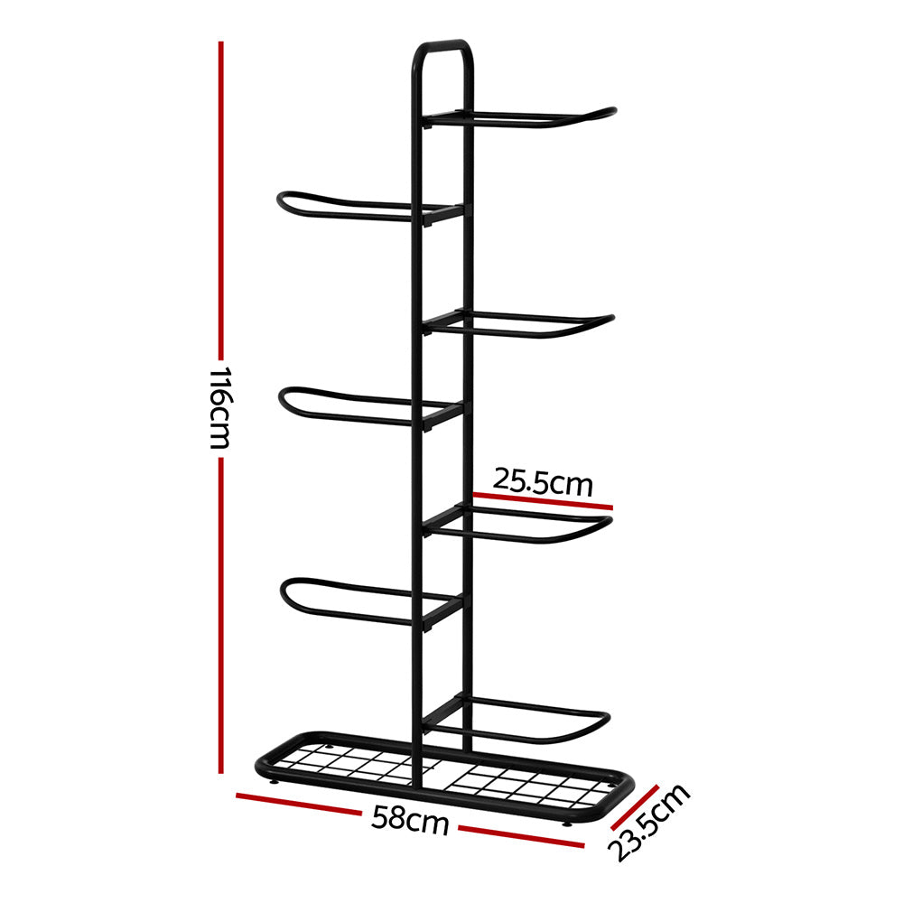 Everfit 7-Tier Ball Storage Rack Sports Equipment Organiser Black