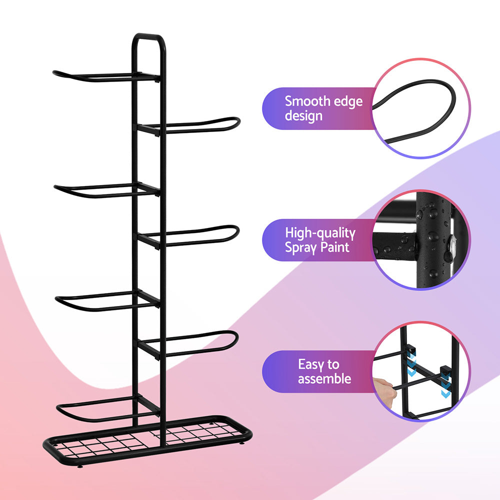 Everfit 7-Tier Ball Storage Rack Sports Equipment Organiser Black