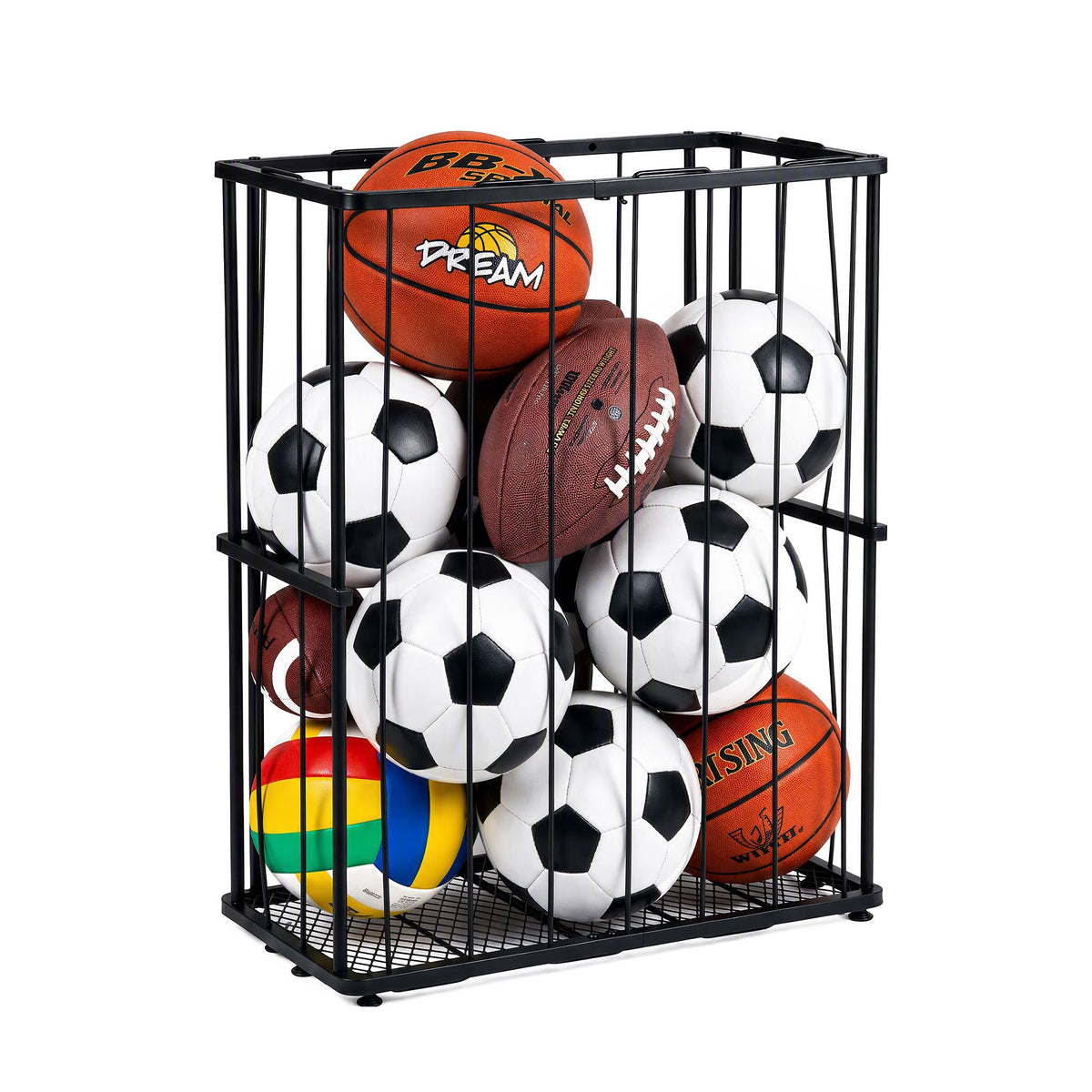 Everfit Ball Storage Rack Elastic Rope Ball Rack Wall Mounted & Floor Organizer