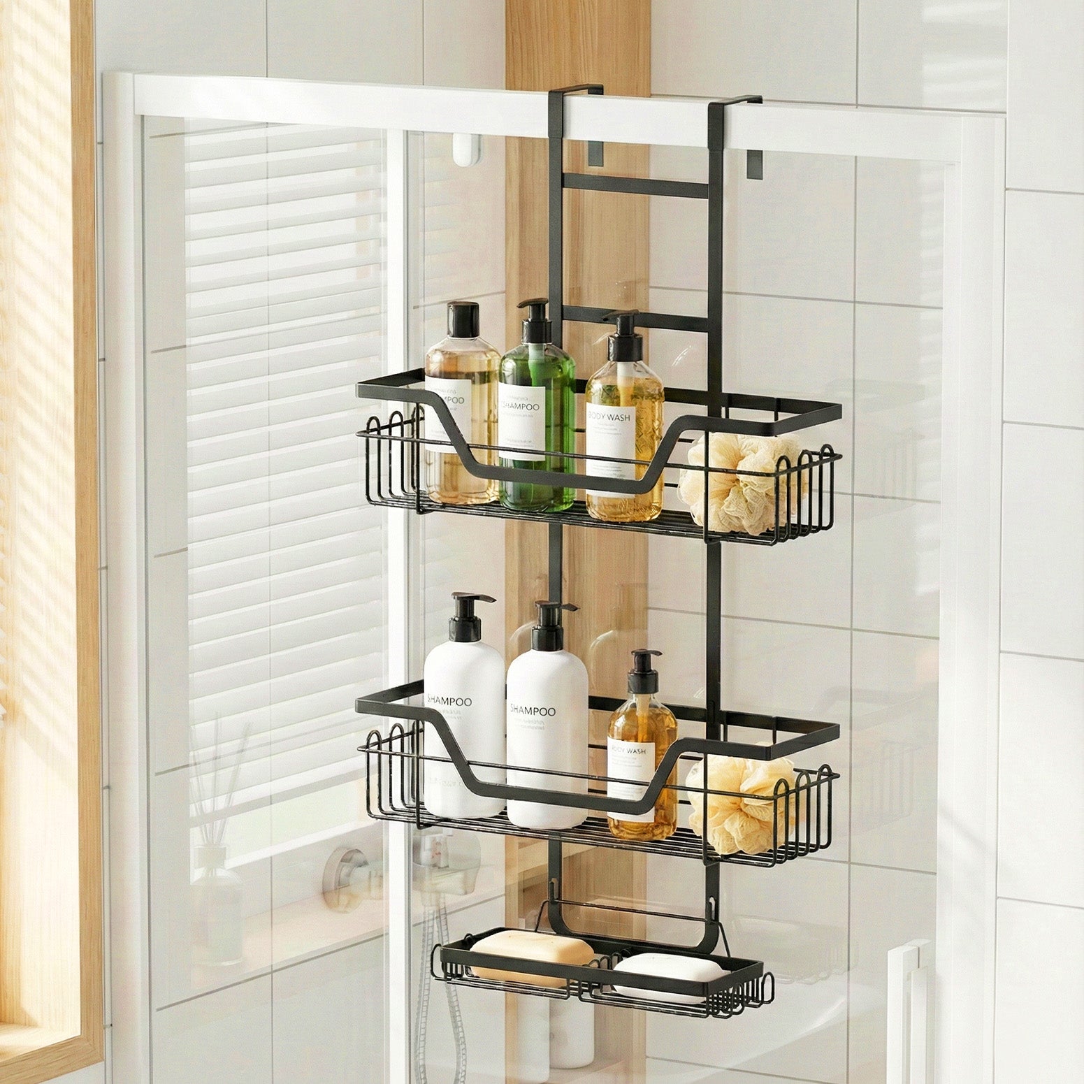 Artiss 3 Tier Over The Door Shower Caddy Hanging Bathroom Storage Organizer