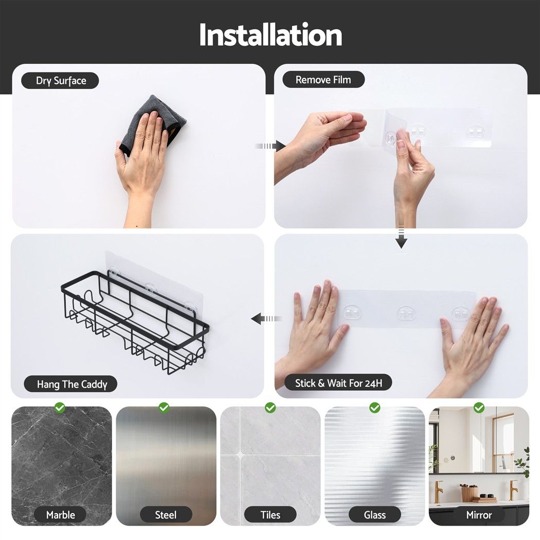 Artiss Shower Caddy Metal Bathroom Organiser Rust Resistant 6 Pack