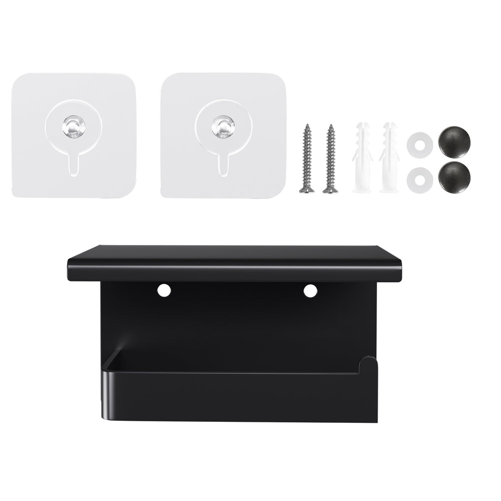 Cefito Black Toilet Paper Holder with Storage Shelf Stainless Steel