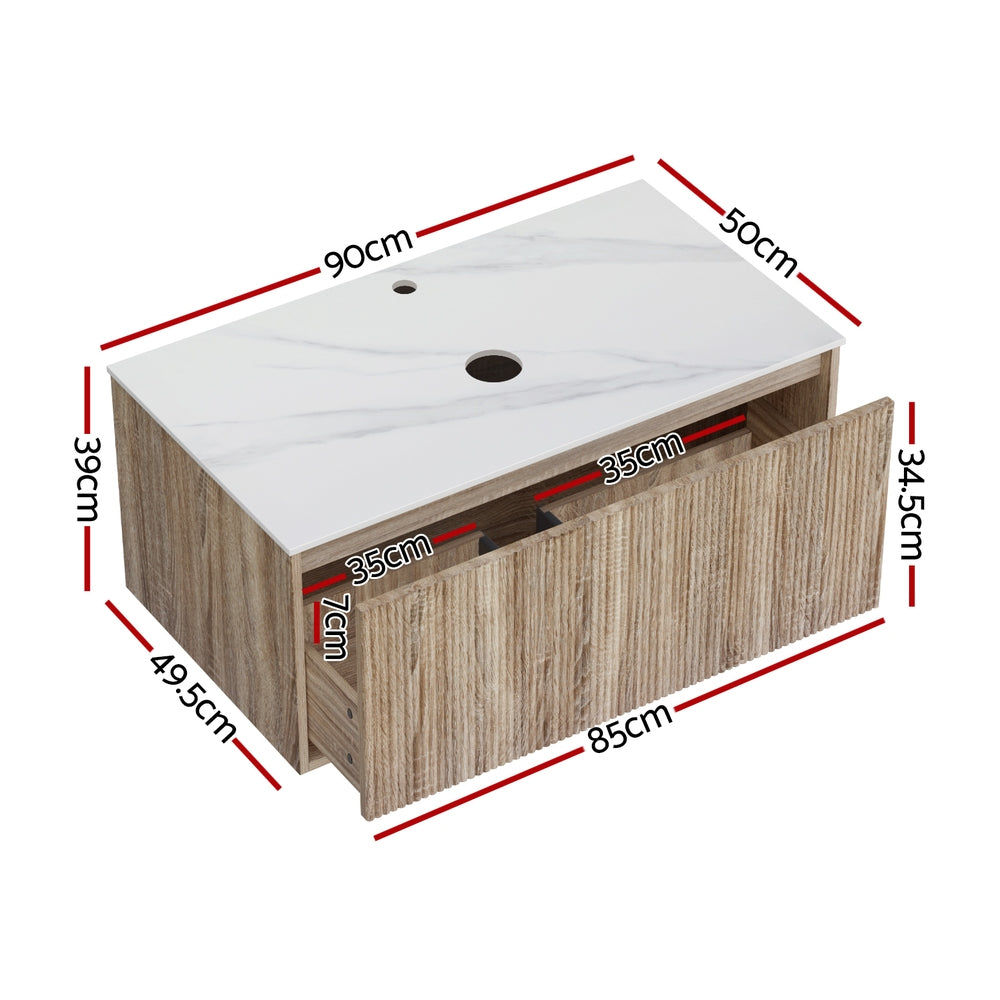 Cefito 900mm Oak Vanity Unit Wall-Hung Cabinet