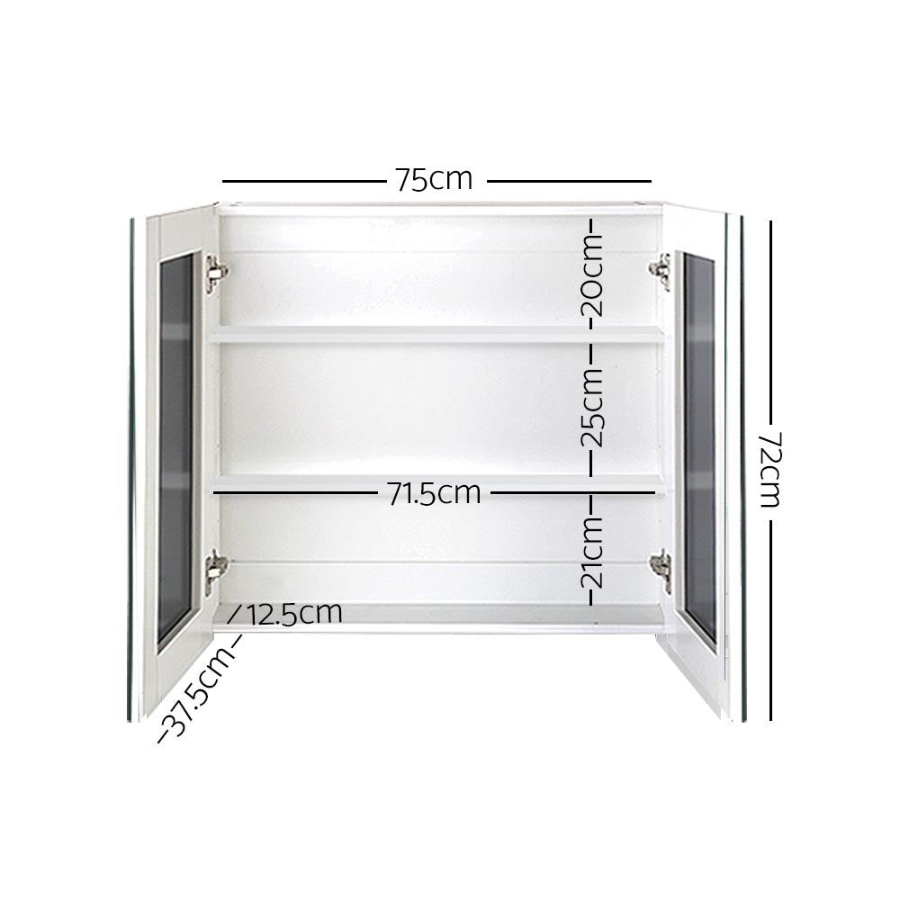 Cefito 750x720mm White Bathroom Mirror Cabinet