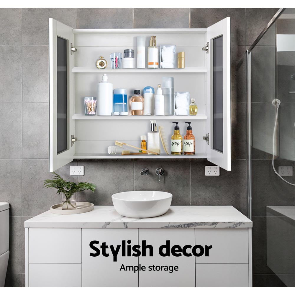 Cefito 750x720mm White Bathroom Mirror Cabinet