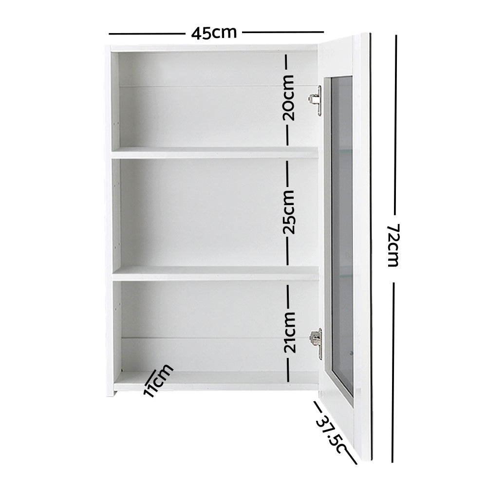 Cefito Bathroom Mirror Cabinet 450x720mm White High Gloss MDF