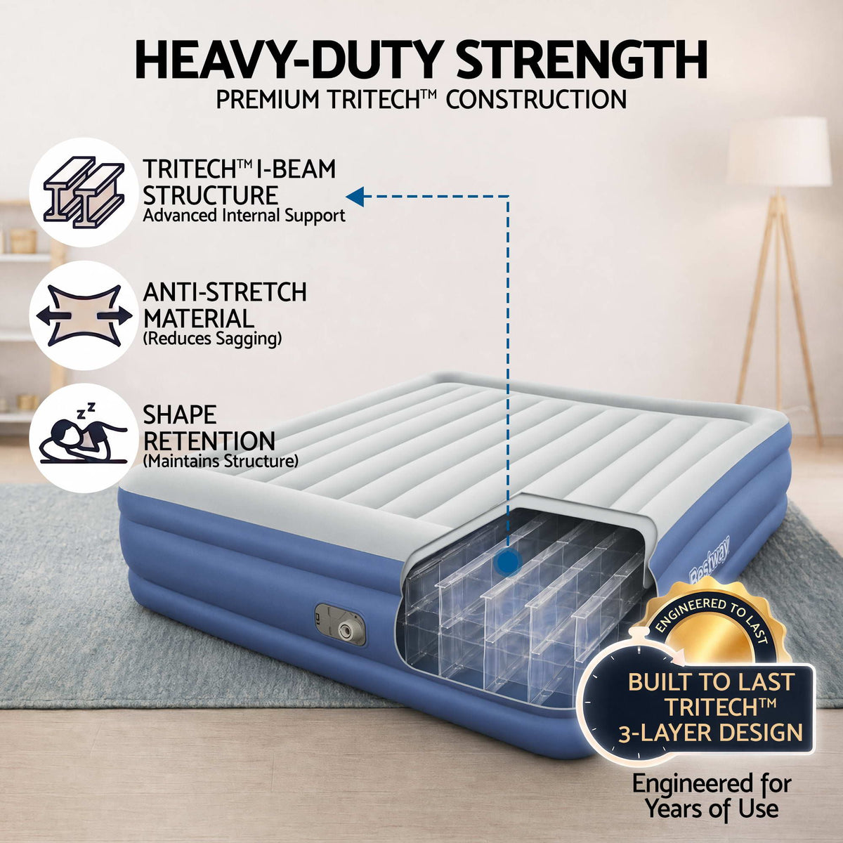 Bestway King Air Mattress with Built-in Pump, 56cm