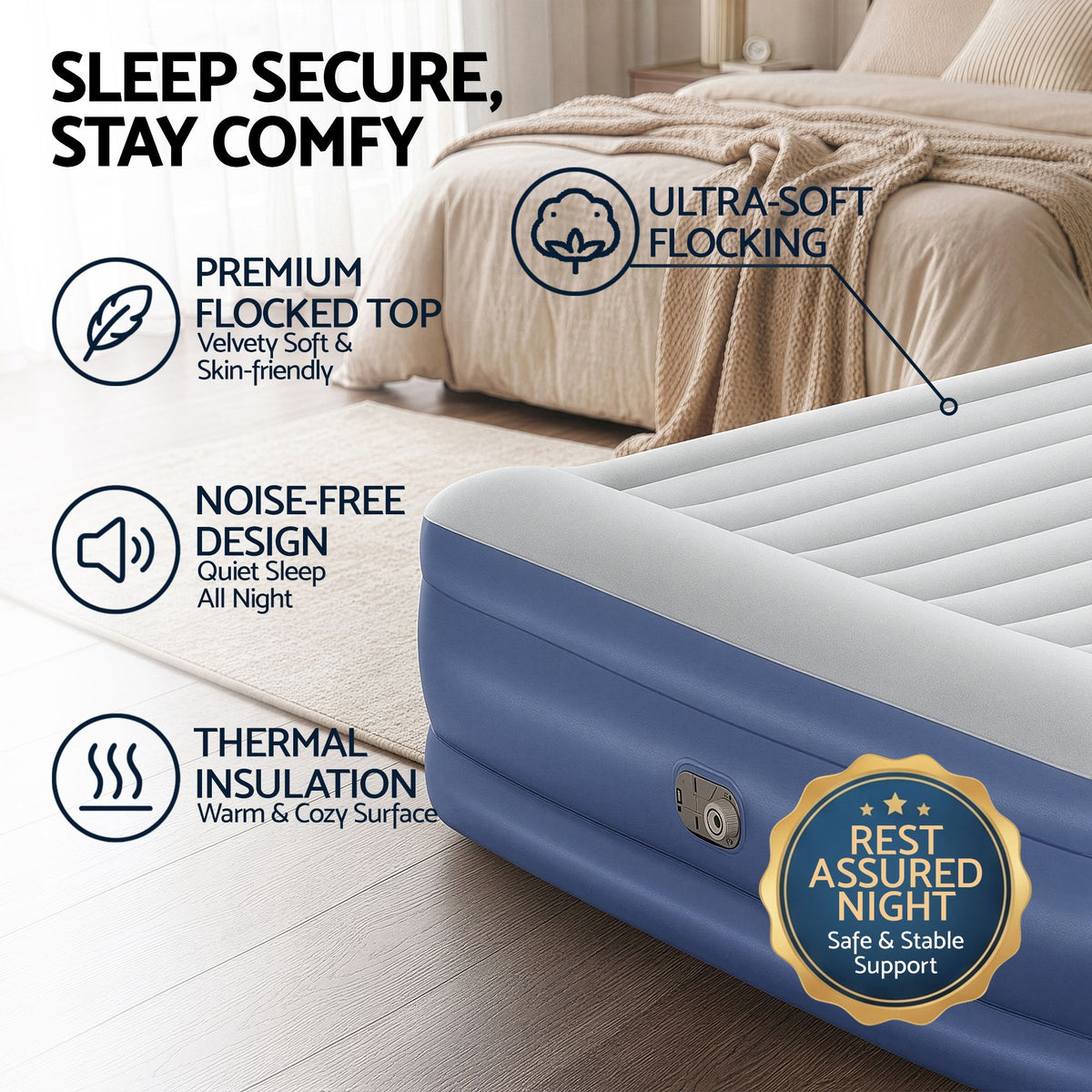 Bestway King Air Mattress with Built-in Pump, 56cm