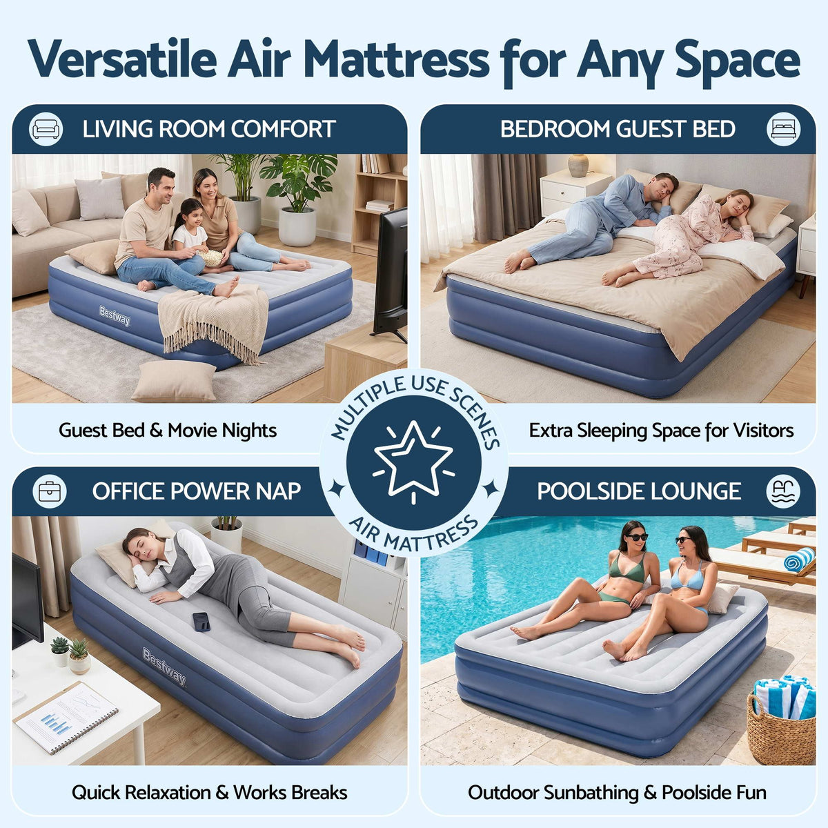 Bestway King Air Mattress with Built-in Pump, 56cm