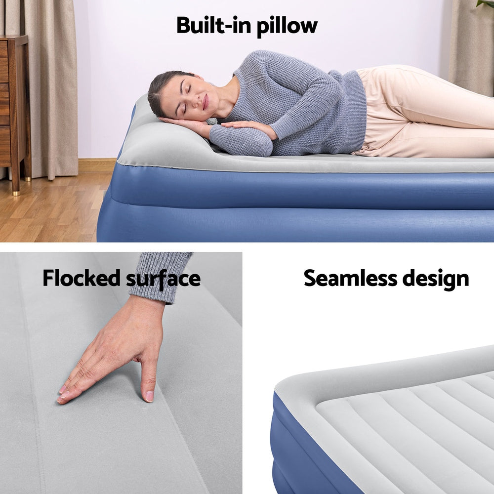 Comfort Quest King Air Mattress Inflatable Bed 56cm Blue