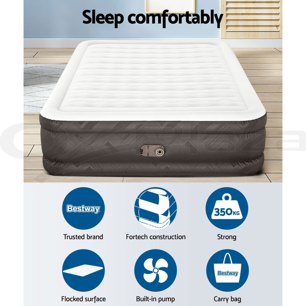 Comfort Quest Queen Air Mattress Inflatable Bed 46cm Grey