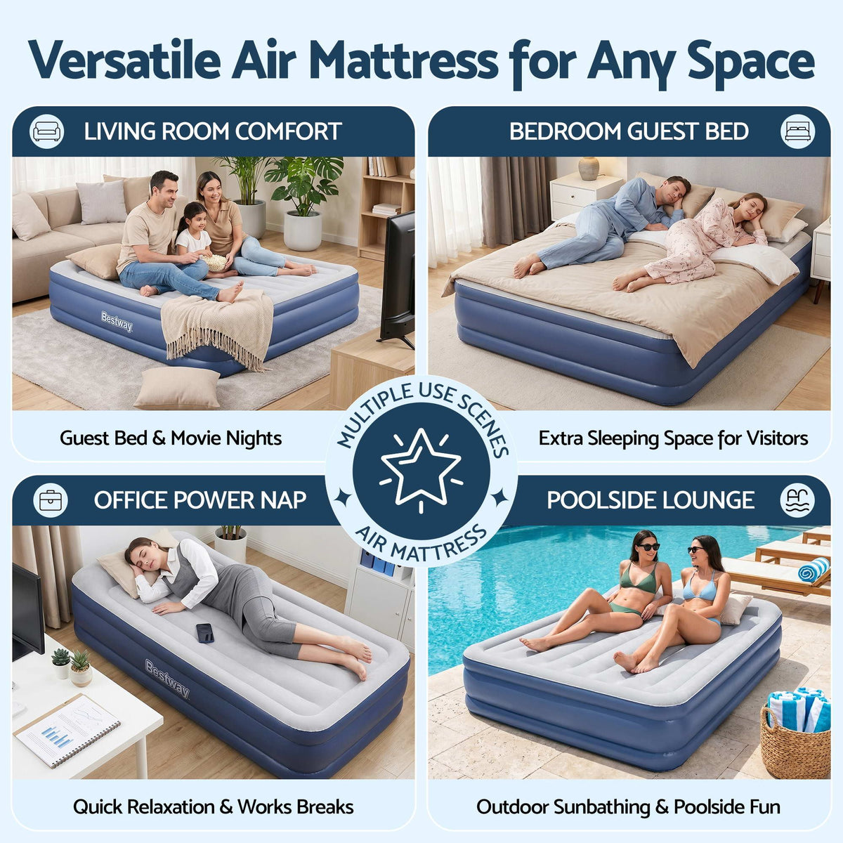 Bestway Queen Air Mattress with Built-in Pump 61cm