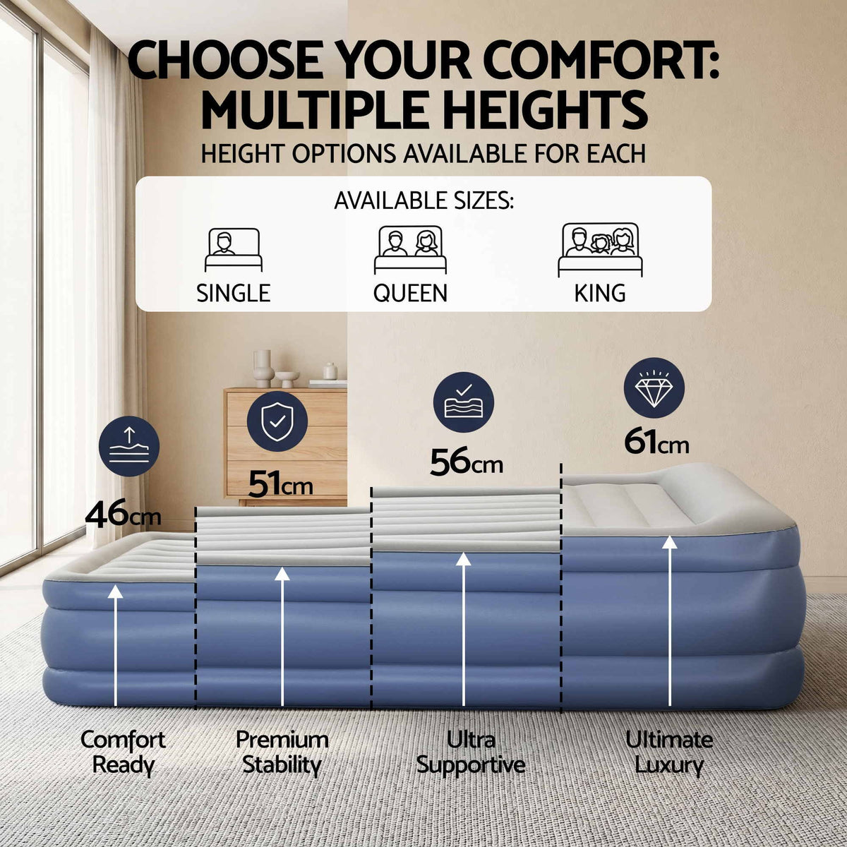 Bestway Single Air Mattress with Built-in Pump 51cm