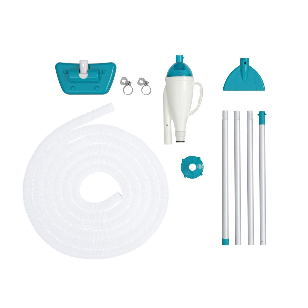 AquaPristine Pool Vacuum 6m Hose 1.9m Aluminium Pole 2 Cleaning Heads