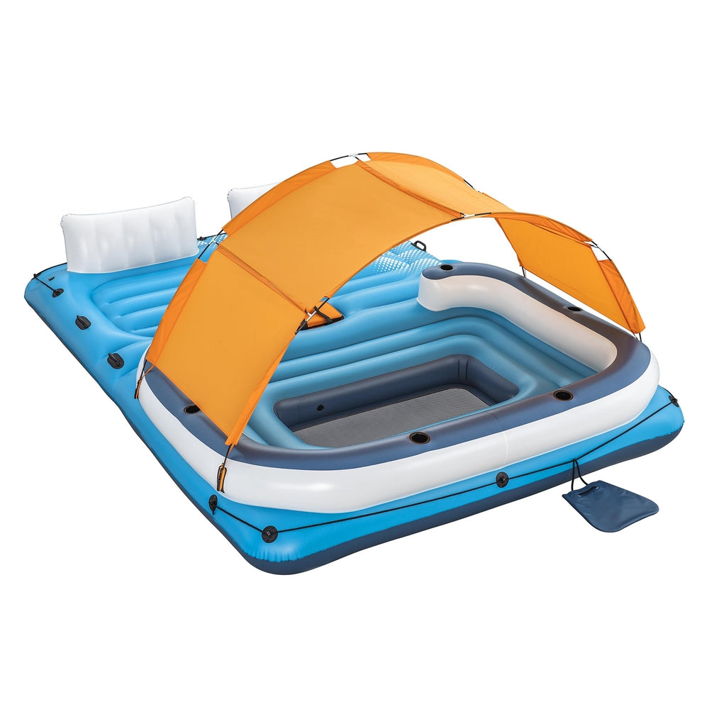 Bestway 6-Person Inflatable Pool Float Island Lounge Raft with Canopy