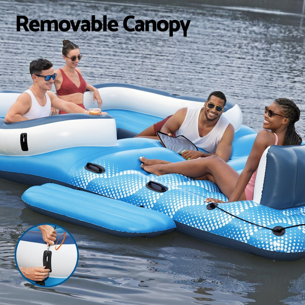 Bestway 6-Person Inflatable Pool Float Island Lounge Raft with Canopy
