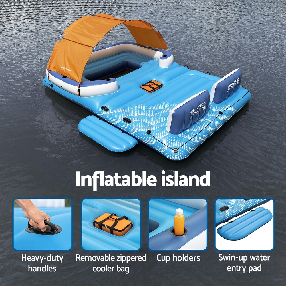Bestway 6-Person Inflatable Pool Float Island Lounge Raft with Canopy