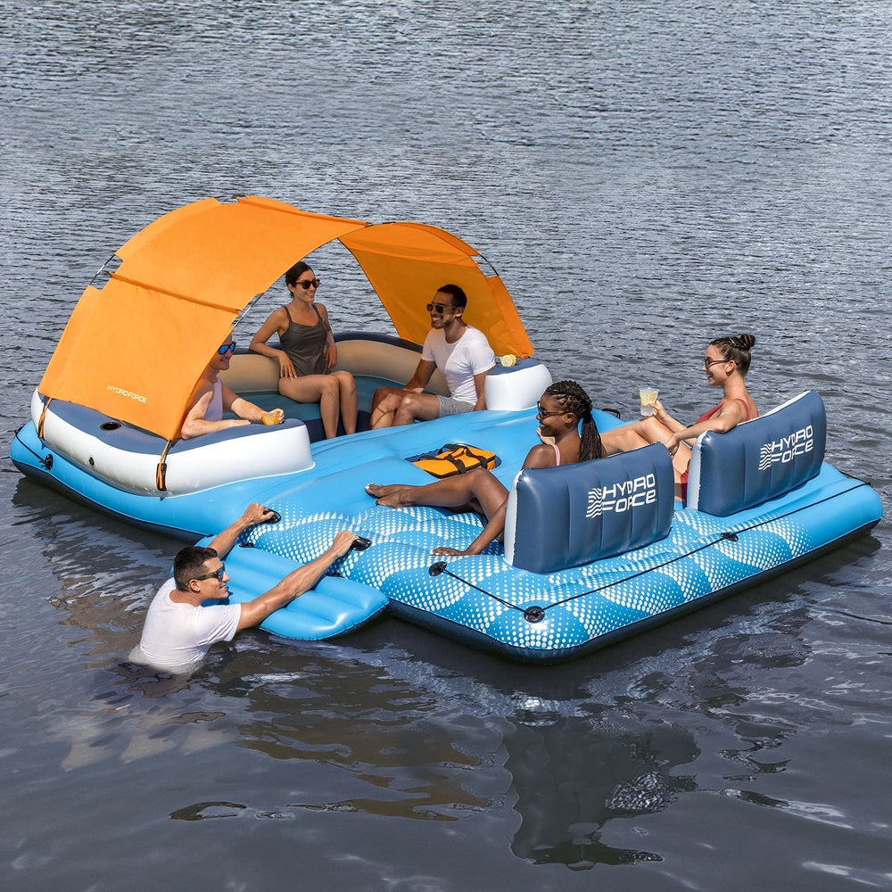 Bestway 6-Person Inflatable Pool Float Island Lounge Raft with Canopy