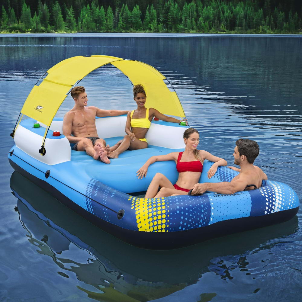 Inflatable Pool Inflatable Floating Island Lounger With Sunshade