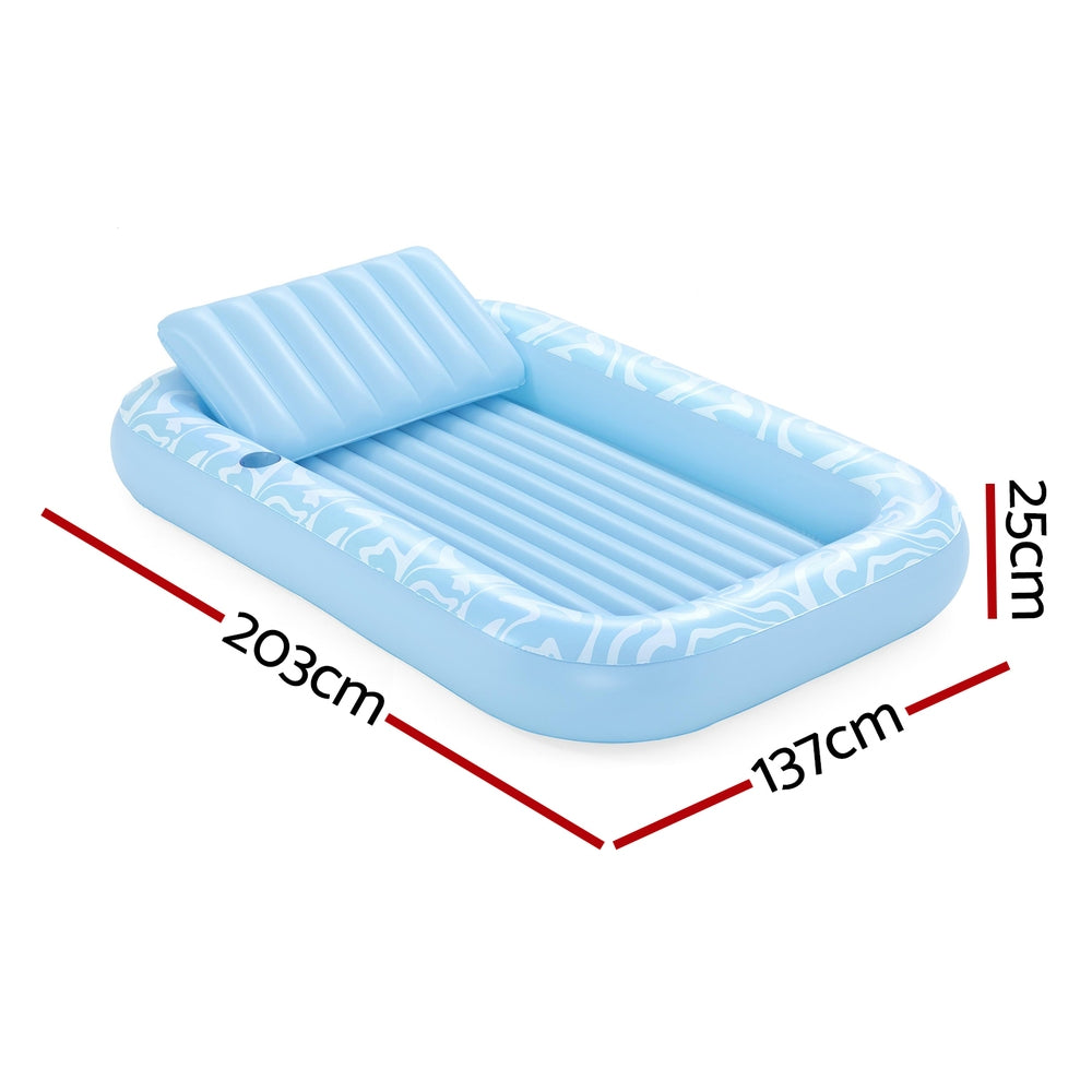 Bestway Inflatable Pool Lounger Chair Pillow Cup Holder 203x137cm