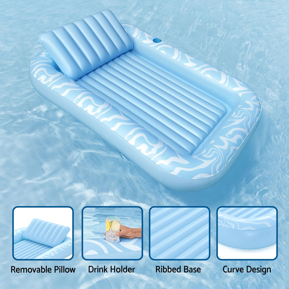 Bestway Inflatable Pool Lounger Chair Pillow Cup Holder 203x137cm