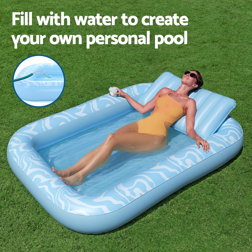 Bestway Inflatable Pool Lounger Chair Pillow Cup Holder 203x137cm