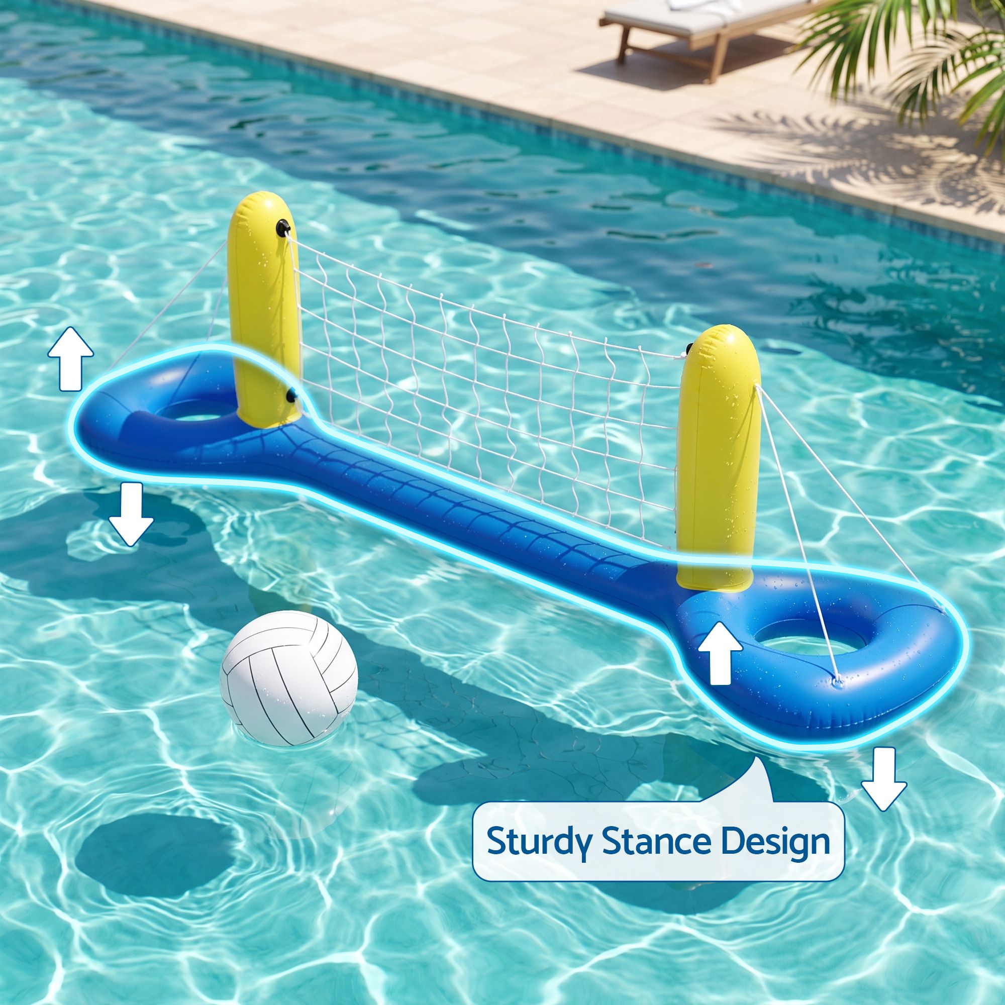 Bestway Floating Pool Volleyball Net Set with Ball 252cm x 64cm Blue