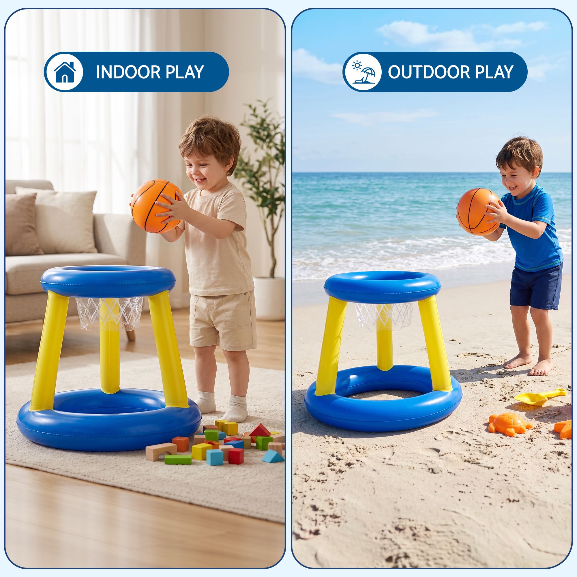 Bestway Inflatable Pool Float Basketball Hoop Set with Ball Blue