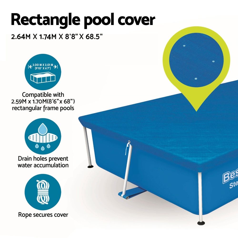 Bestway Rectangle Pool Cover 264x174cm for 259x170cm Pools