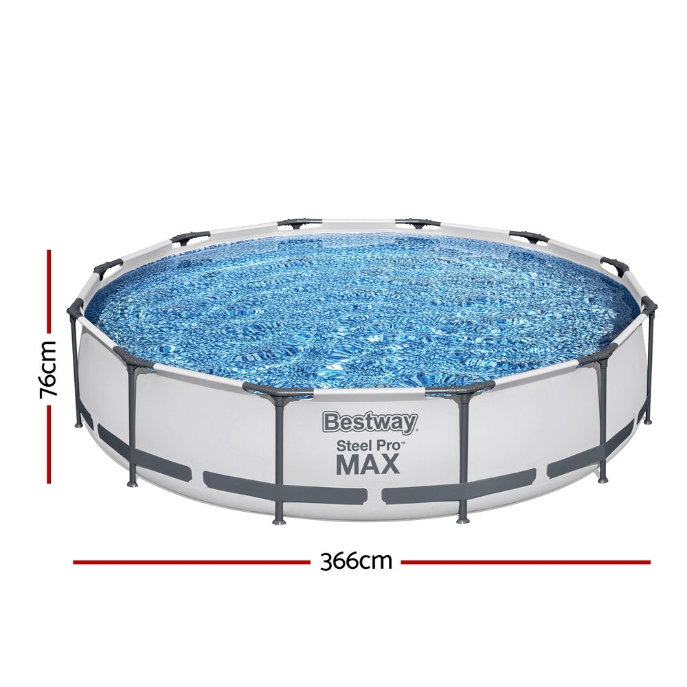 Bestway 366x76cm Round Steel Frame Pool with Filter Pump White