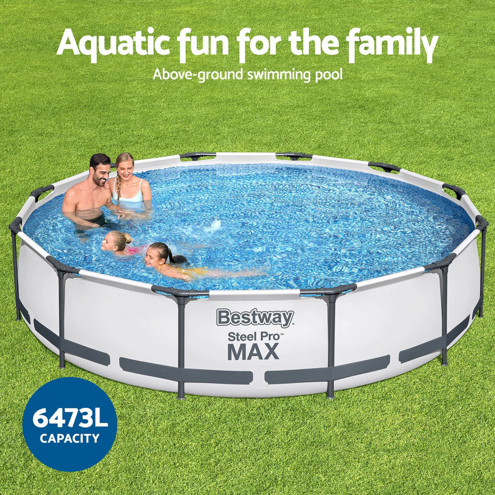 Bestway 366x76cm Round Steel Frame Pool with Filter Pump White
