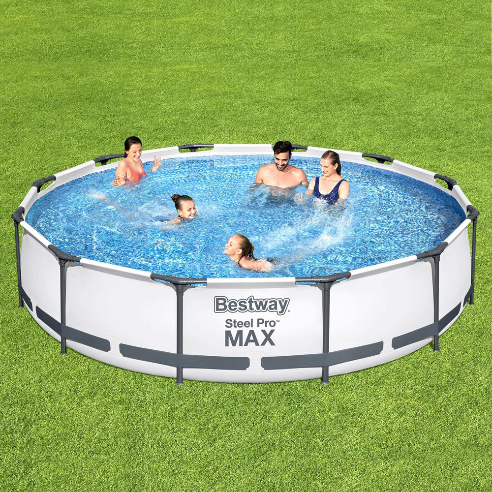 Bestway 366x76cm Round Steel Frame Pool with Filter Pump White
