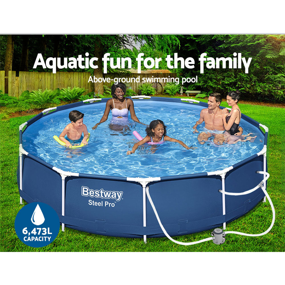 Rust-resistant Steel Frame Round Pool w/ Filter Pump, Bestway