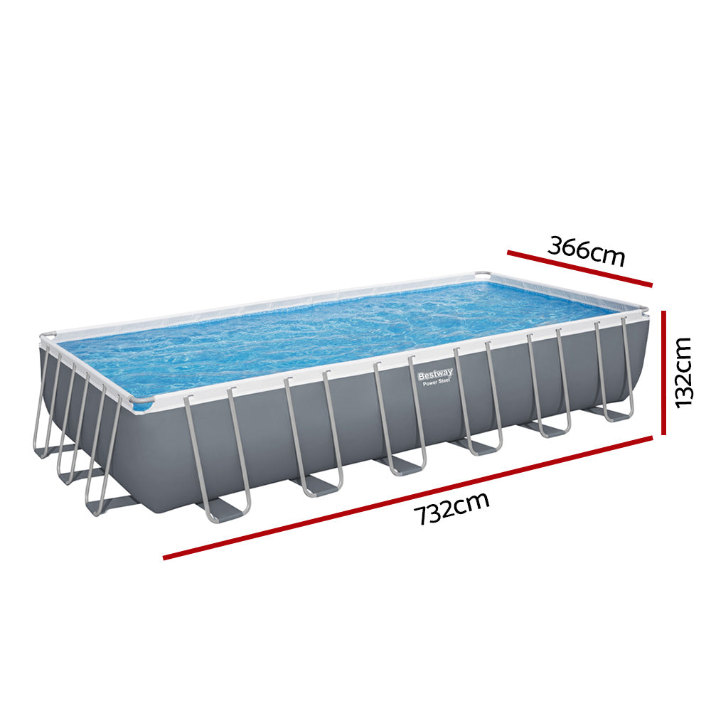 Bestway 732x366x132cm Steel Frame Above Ground Pool Grey