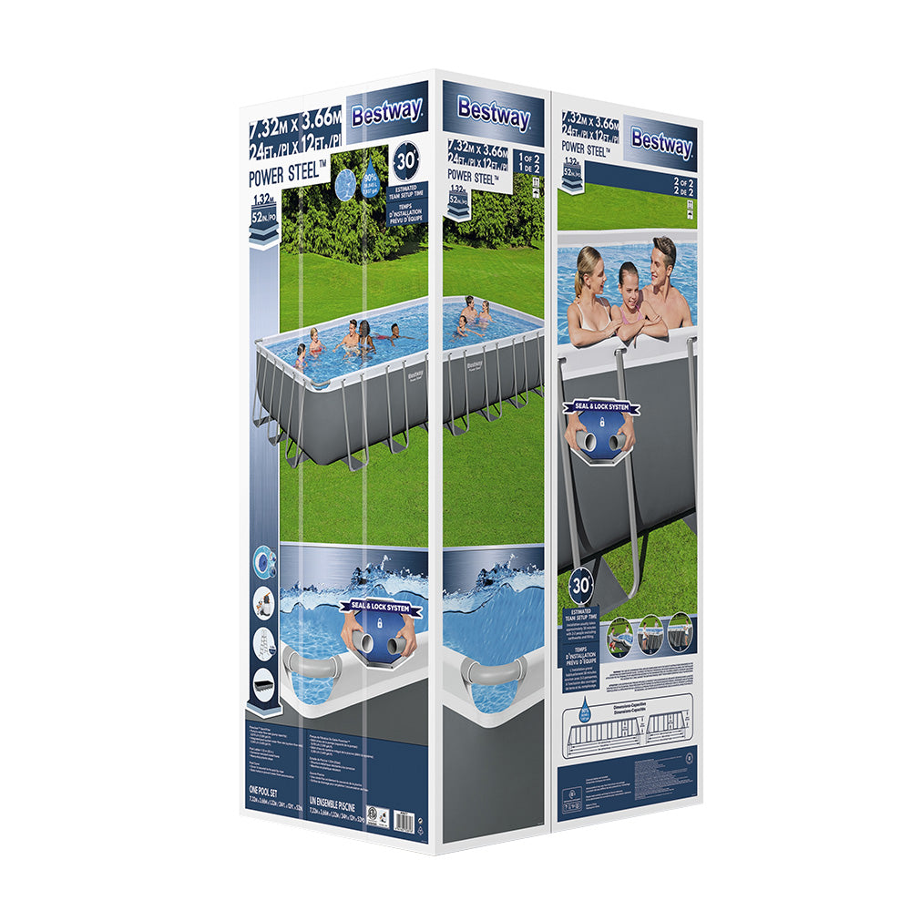 Bestway 732x366x132cm Steel Frame Above Ground Pool Grey
