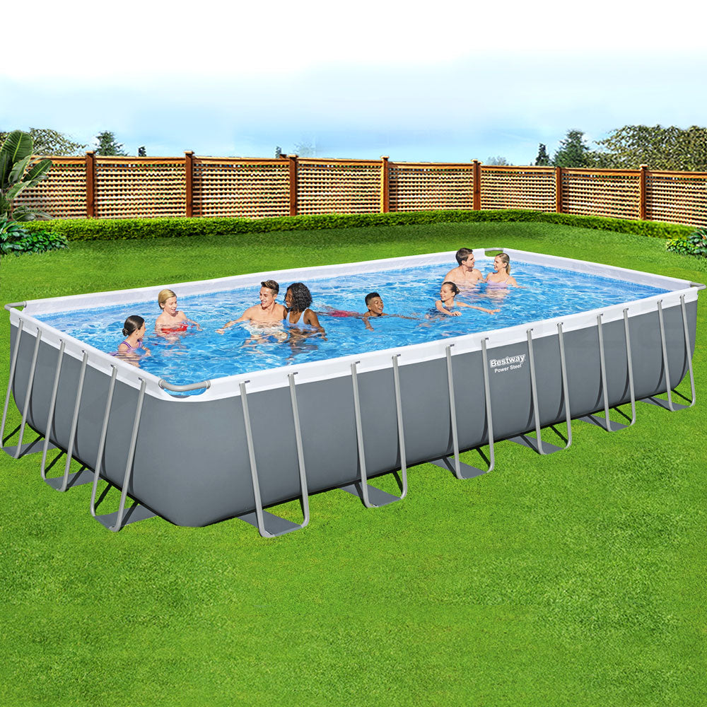 Bestway 732x366x132cm Steel Frame Above Ground Pool Grey