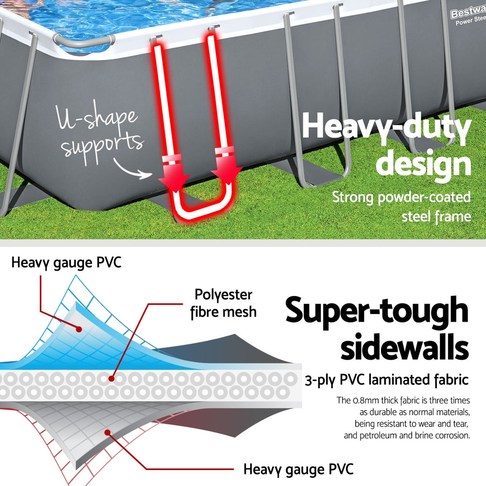 Bestway 732x366x132cm Steel Frame Above Ground Pool Grey